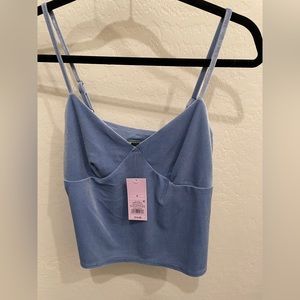 Blue velvet crop top - Small